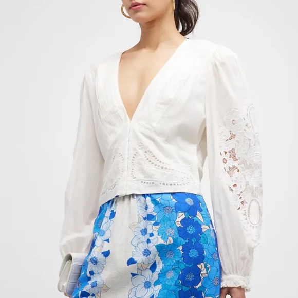 FARM RIO Off White Lace Blouse. Size M - Picture 6 of 6